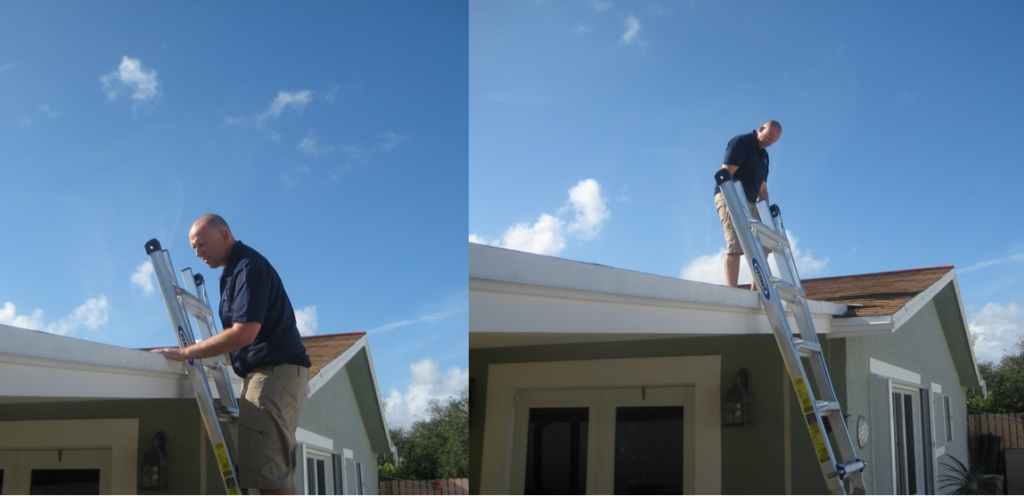 Ron performing a Home Inspection of a roof.